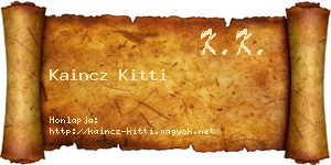 Kaincz Kitti névjegykártya